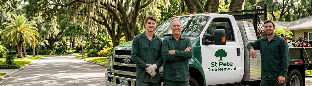 Owner of St Pete Tree Removal on a job site in a company shirt